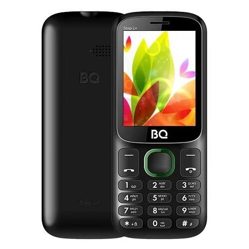 Телефон BQ 2440 Step L+, 2 SIM, черный / зеленый