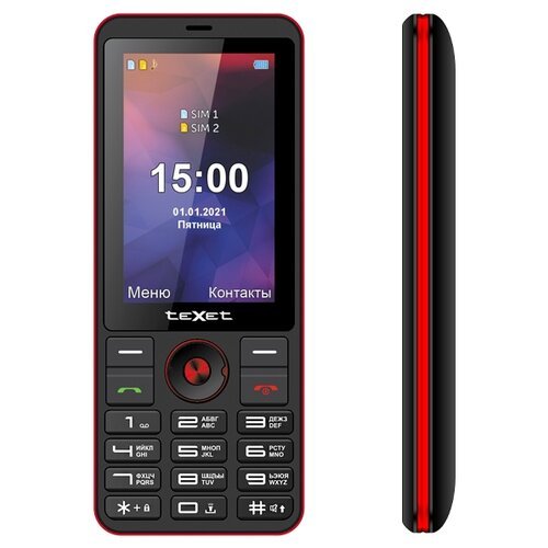 Смартфон teXet TM-321, 2 SIM, черный/красный