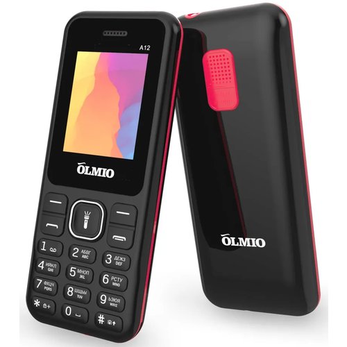 Телефон OLMIO A12, 2 SIM, черно-красный