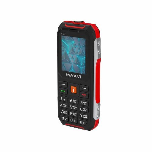 Телефон MAXVI T100, 2 SIM, черный/красный