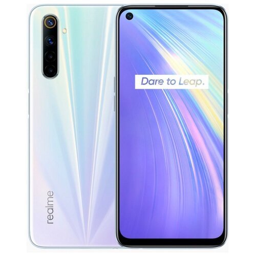 Смартфон realme 6 6/128 ГБ CN, Dual nano SIM, белая комета