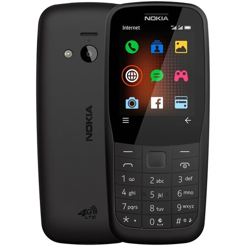 Телефон Nokia 220 4G, SIM+nano SIM, черный