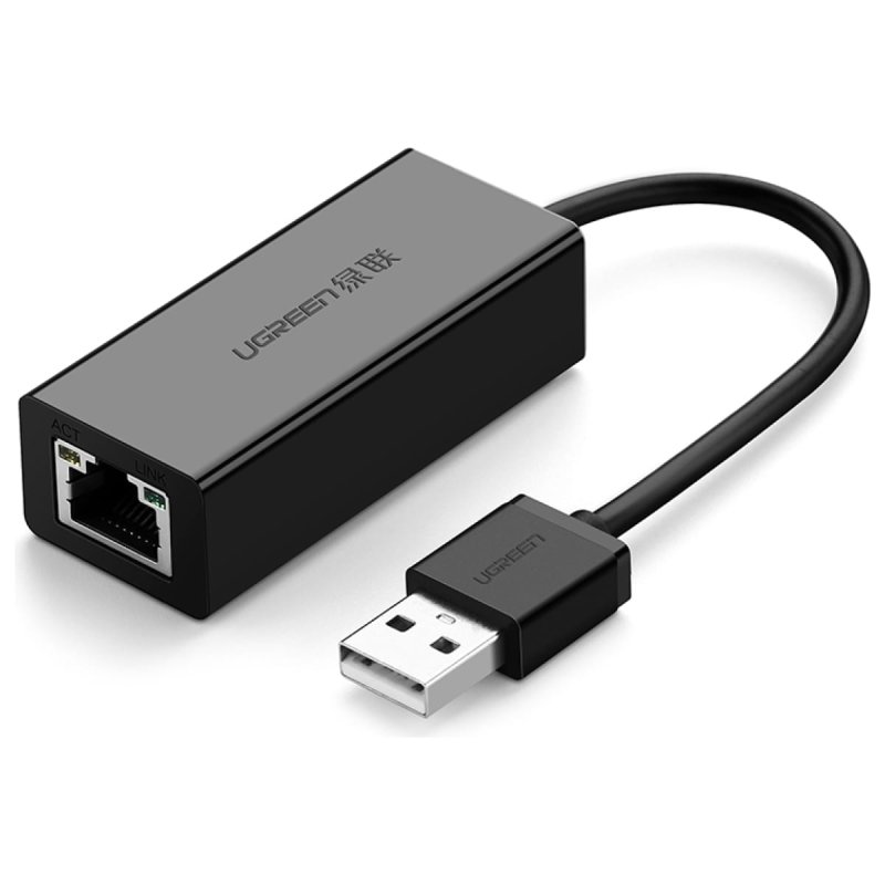 Сетевой адаптер UGREEN USB 2.0, 10/100 Мбит/с, цвет черный (20254)