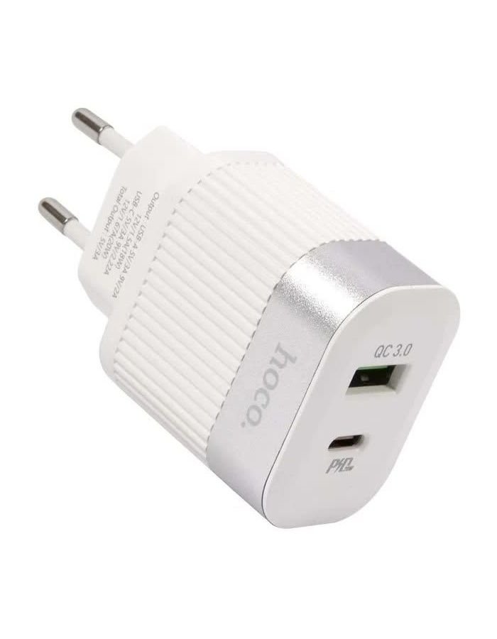 Сетевое зарядное устройство Hoco RC4, USB+Type-C, PD20W+QC3.0, белый