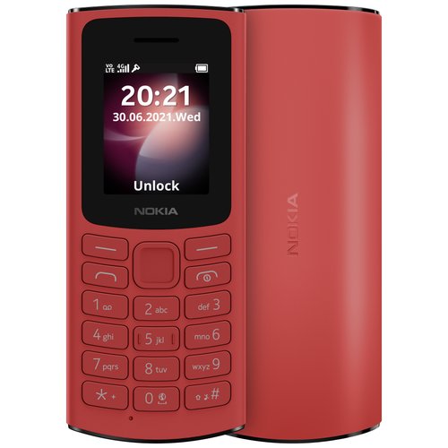 Телефон Nokia 105 4G DS 2021, Dual nano SIM, красный