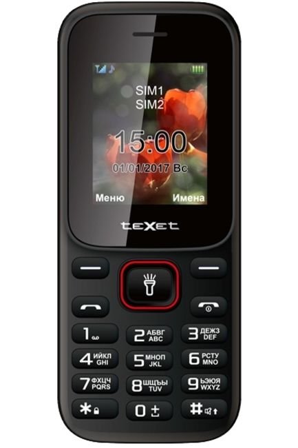 Телефон TeXet TM-128 черный-красный