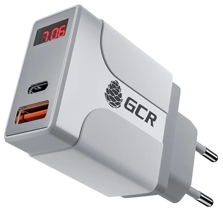 Сетевое зарядное устройство GCR на 2 USB порта (QC 3.0 + PD 3.0 ), белый, GCR-52885