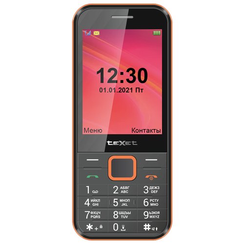 TeXet TM-302, 2 SIM, черный/оранжевый