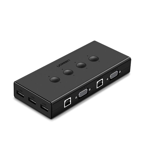 Разветвитель портов UGREEN CM154 (50280) 4-Port USB KVM Switch Box. черный