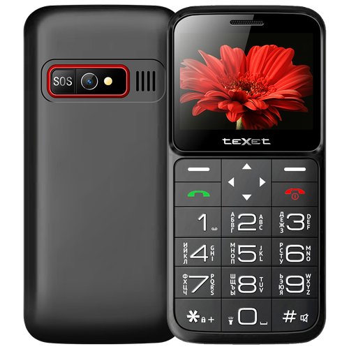 Мобильный телефон teXet ТМ-В226 2.31', 1250mAh, micro-USB, черный/красный