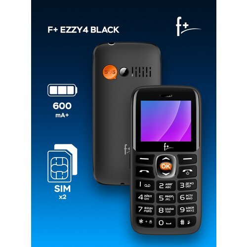 Телефон F+ Ezzy 4, 2 micro SIM, черный