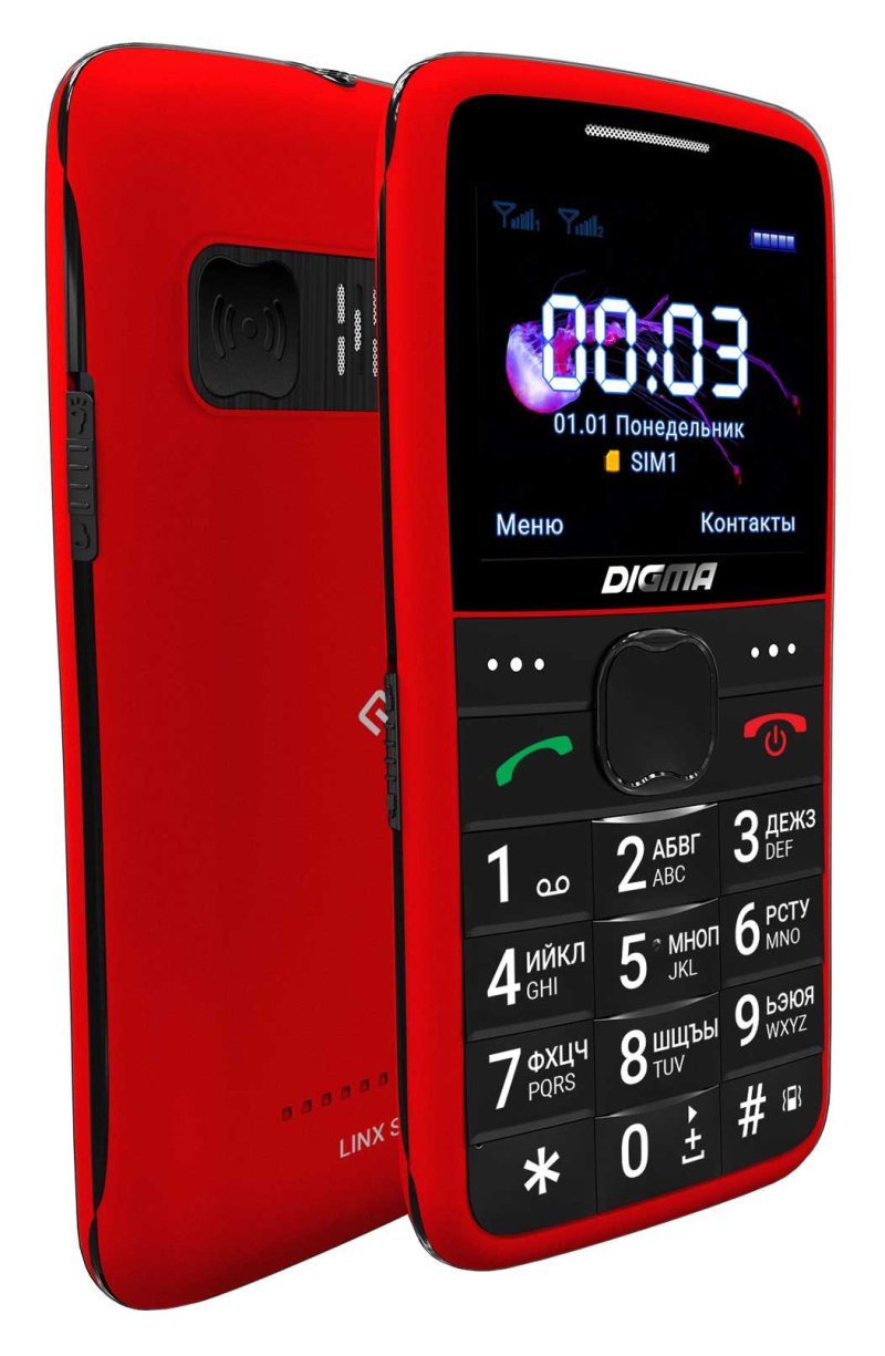 Мобильный телефон Digma S220 Linx 32Mb красный