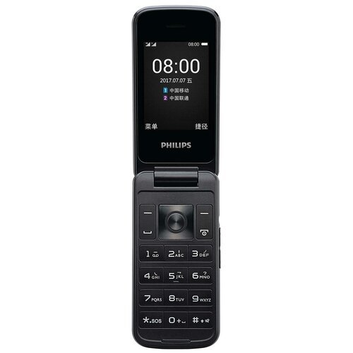 Мобильный телефон Philips E255 Xenium 32Mb черный раскладной 2Sim 2.4' 240x320 0.3Mpix GSM900/1800 GSM1900 MP3 FM microSD max32Gb