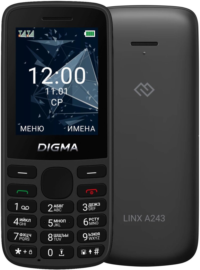 Мобильный телефон Digma A243 Linx 32Mb черный