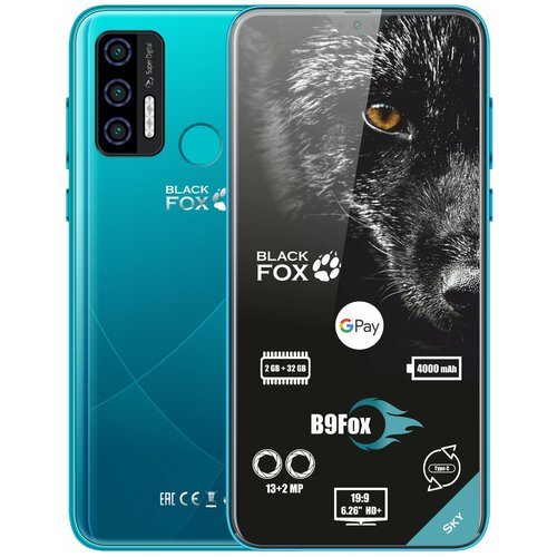 Смартфон Black Fox B9Fox 2/32 ГБ, Dual nano SIM, бирюзовый