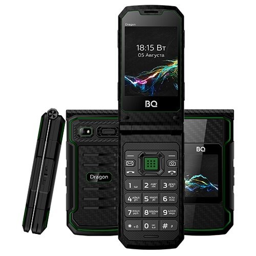 Телефон BQ 2822 Dragon, 2 SIM, черный / зеленый